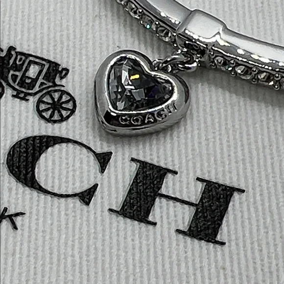 COACH Stone Heart Charm Bangle Bracelet | NWT | Perfect Jewelry Gift - Picture 3 of 8